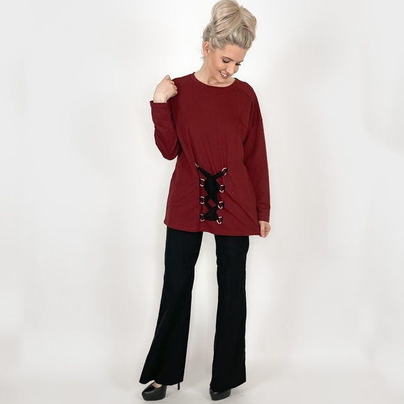 Burgundy Red Oversized Sweater Very J - Picture 3 of 8